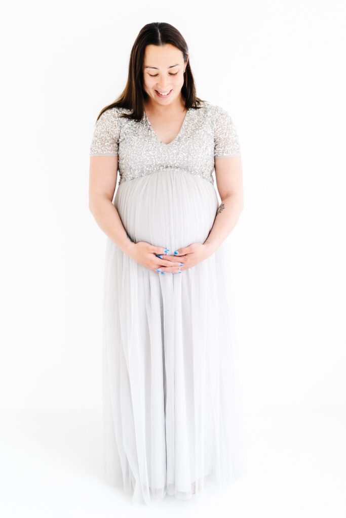 A natural light studio maternity photo session in Melksham, Wiltshire - Rebecca Casey Photography