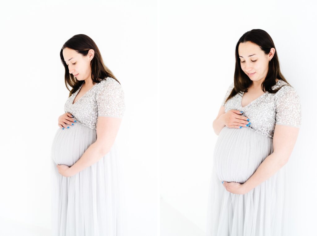 A natural light studio maternity photo session in Melksham, Wiltshire - Rebecca Casey Photography