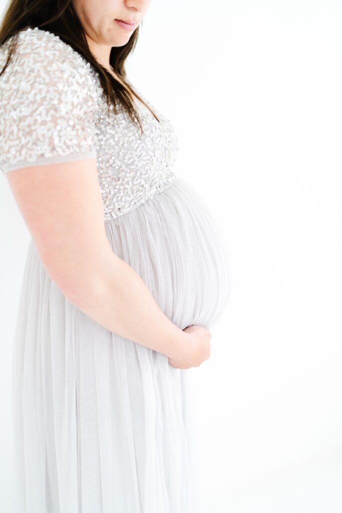 A natural light studio maternity photo session in Melksham, Wiltshire - Rebecca Casey Photography