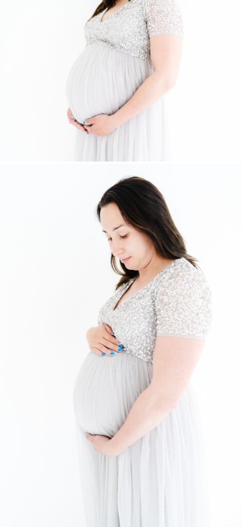 A natural light studio maternity photo session in Melksham, Wiltshire - Rebecca Casey Photography