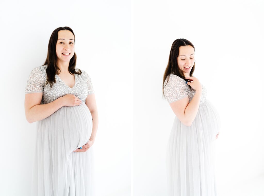 A natural light studio maternity photo session in Melksham, Wiltshire - Rebecca Casey Photography