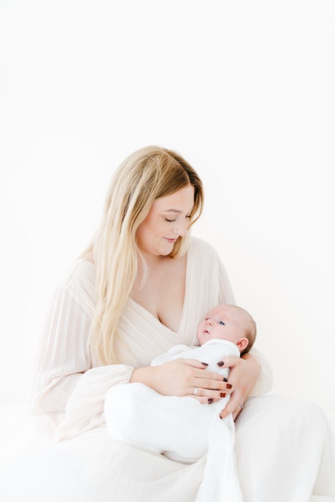 Soft neutral baby photography with a light and airy studio style in Westbury, Wiltshire.