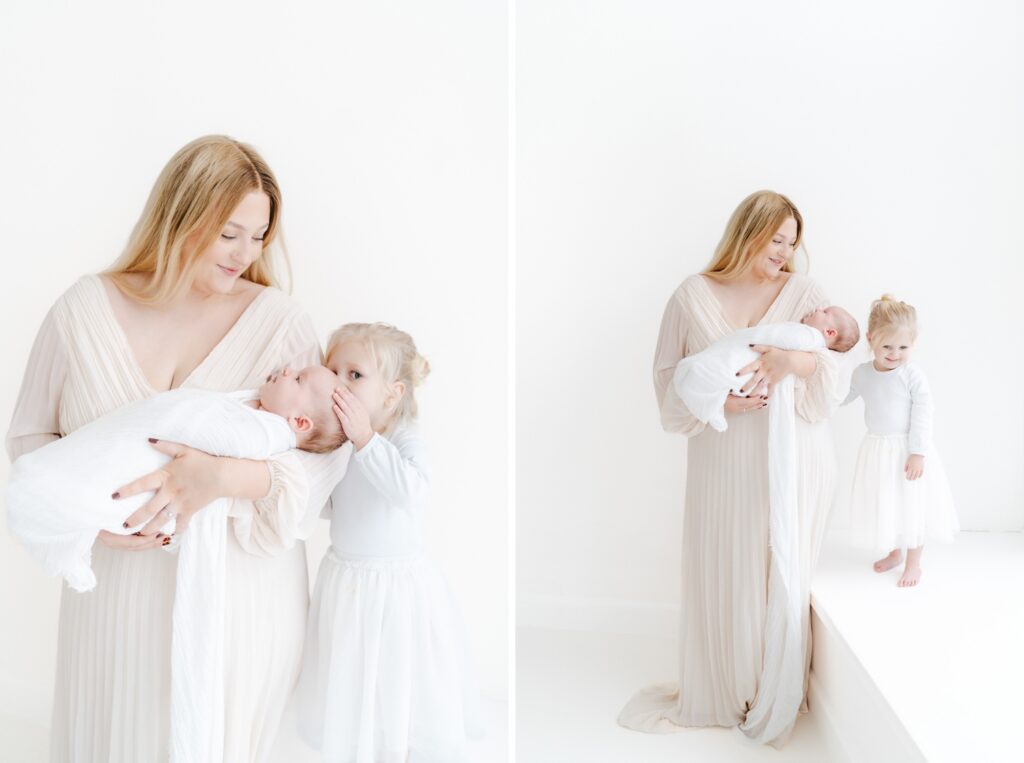 Mum and her two children during a relaxed family photography session in Wiltshire